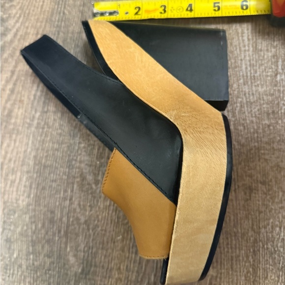 Pierre Hardy NWT size 8 wood & leather Black and Tan Platform Slingbacks - Picture 7 of 11